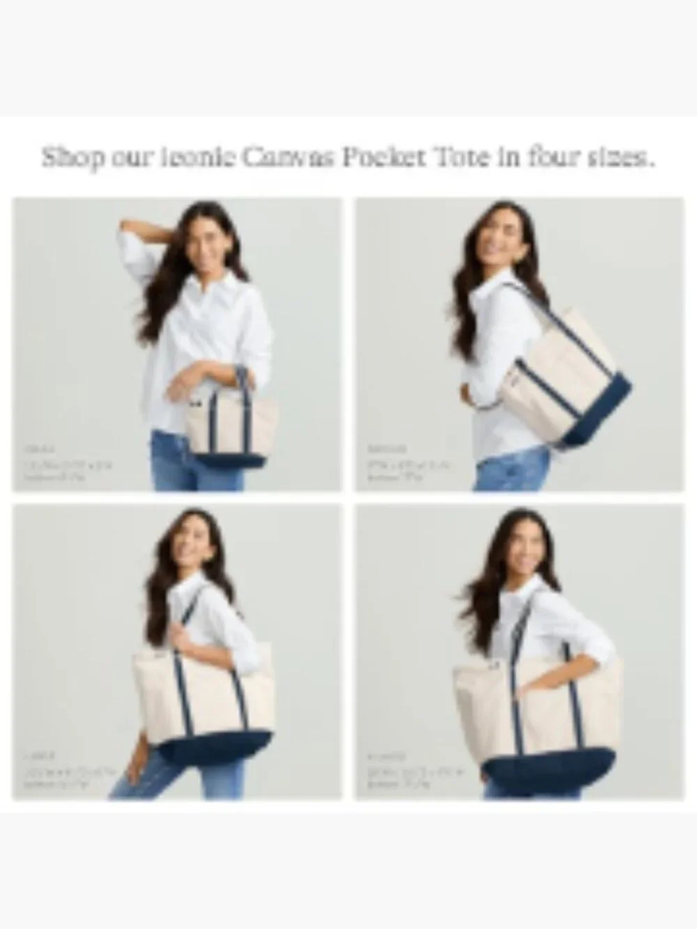 Lands' End Zip Top Canvas Tote Bag, Structured, 5 Pockets